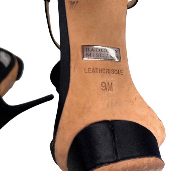 Badgley Mischka Black Satin Stilettos 5 1/2” Heel 9M - Picture 9 of 16